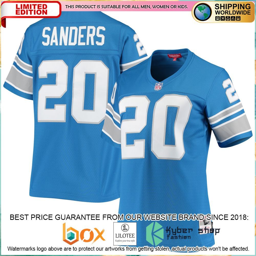 barry sanders detroit lions mitchell ness womens 1996 legacy replica blue football jersey 1 779
