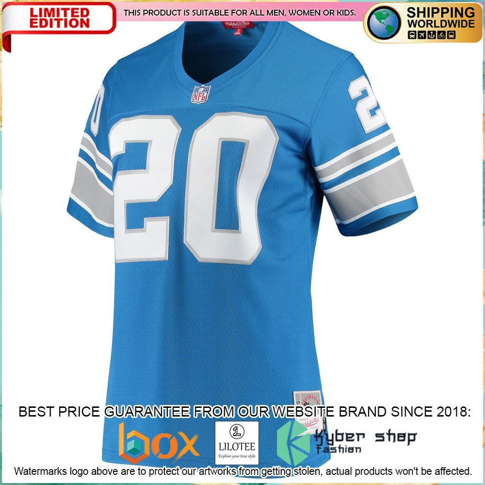 barry sanders detroit lions mitchell ness womens 1996 legacy replica blue football jersey 2 758