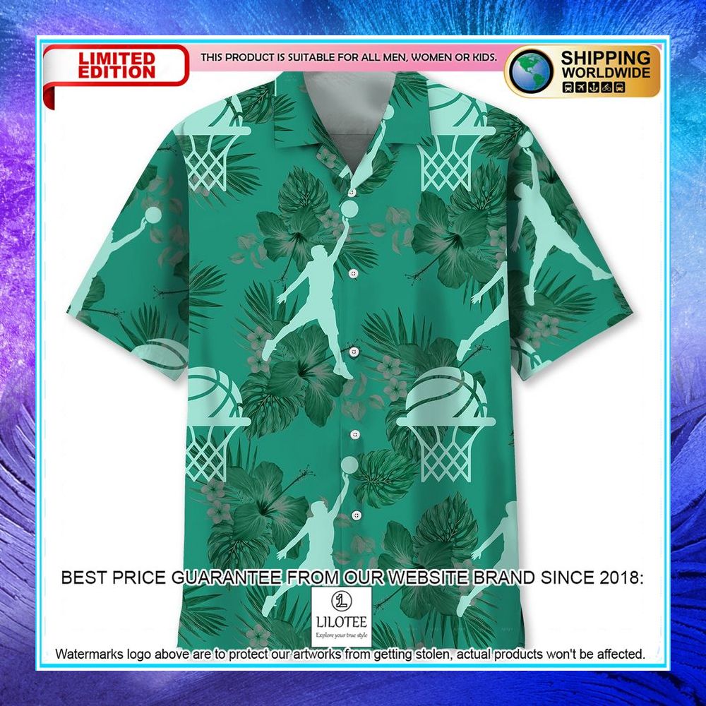 basketball kelly green hawaiian shirt 1 780