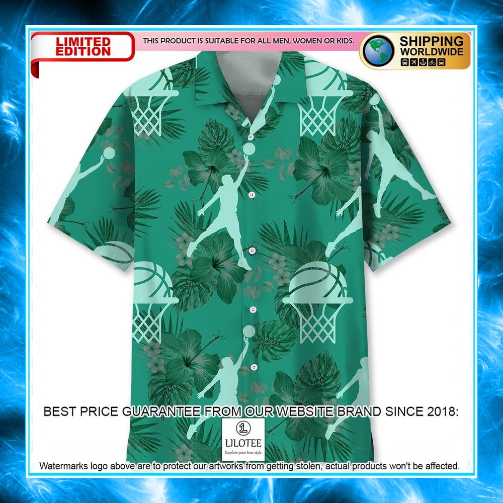 basketball kelly green hawaiian shirt 1 954
