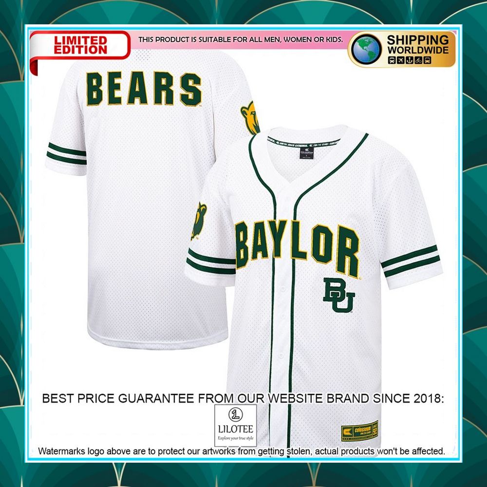 baylor bears white green baseball jersey 1 204