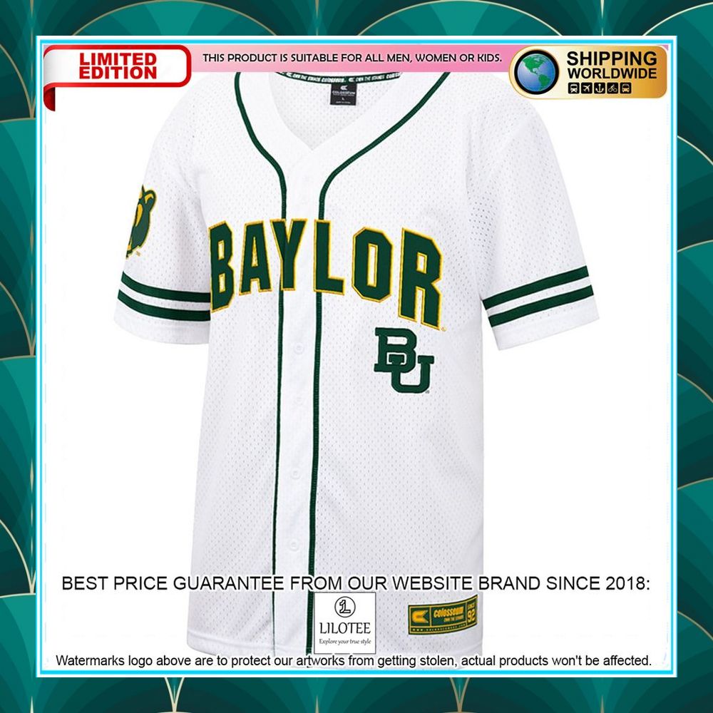 baylor bears white green baseball jersey 2 395
