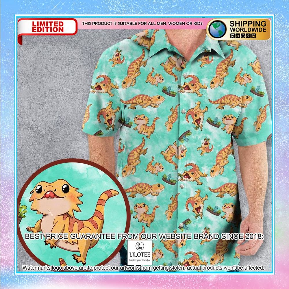 bearded dragon pattern hawaiian shirt 1 127