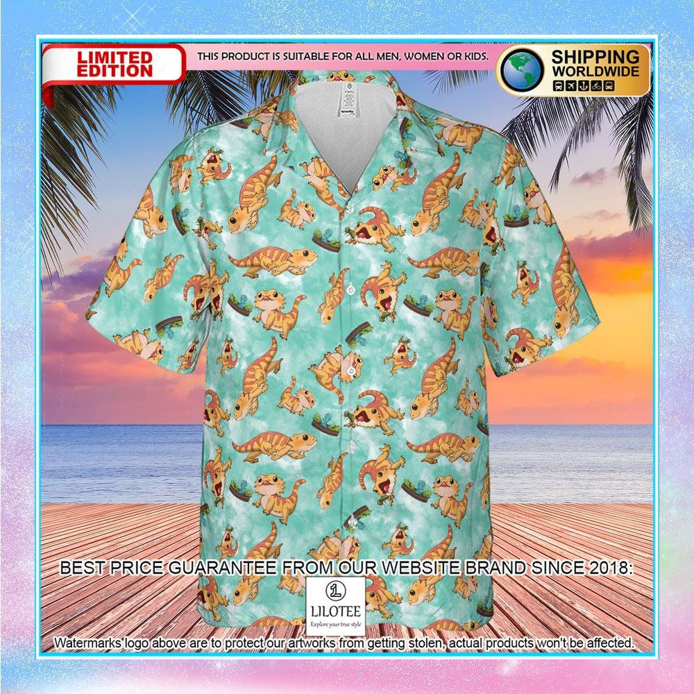 bearded dragon pattern hawaiian shirt 2 609