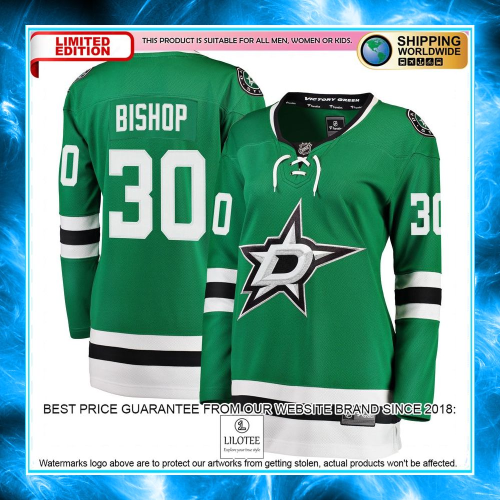 ben bishop dallas stars womens kelly green hockey jersey 1 784