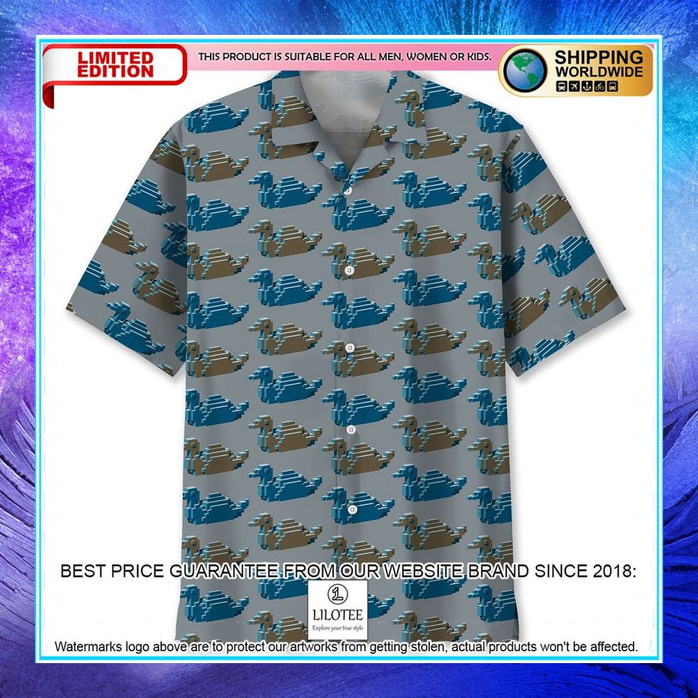 blue and brown isometric ducks hawaiian shirt 1 727