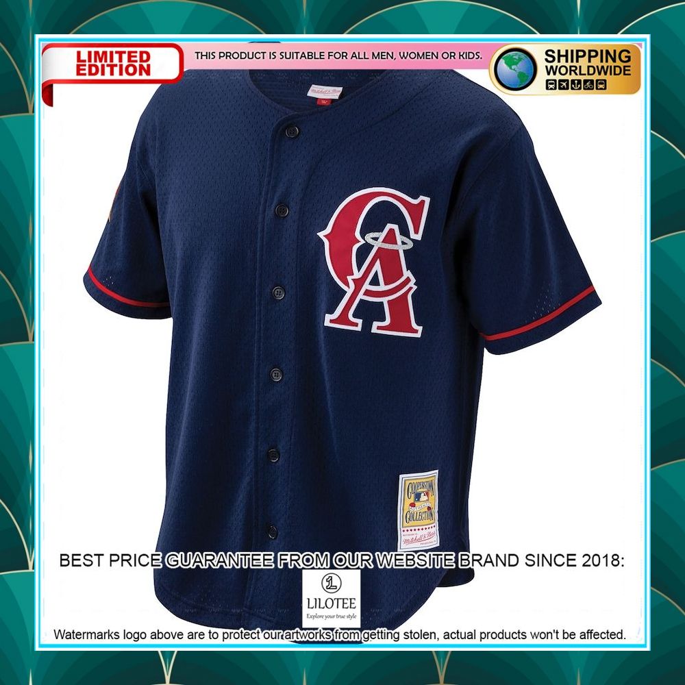 bo jackson california angels mitchell ness cooperstown collection mesh batting practice button up navy baseball jersey 2 611