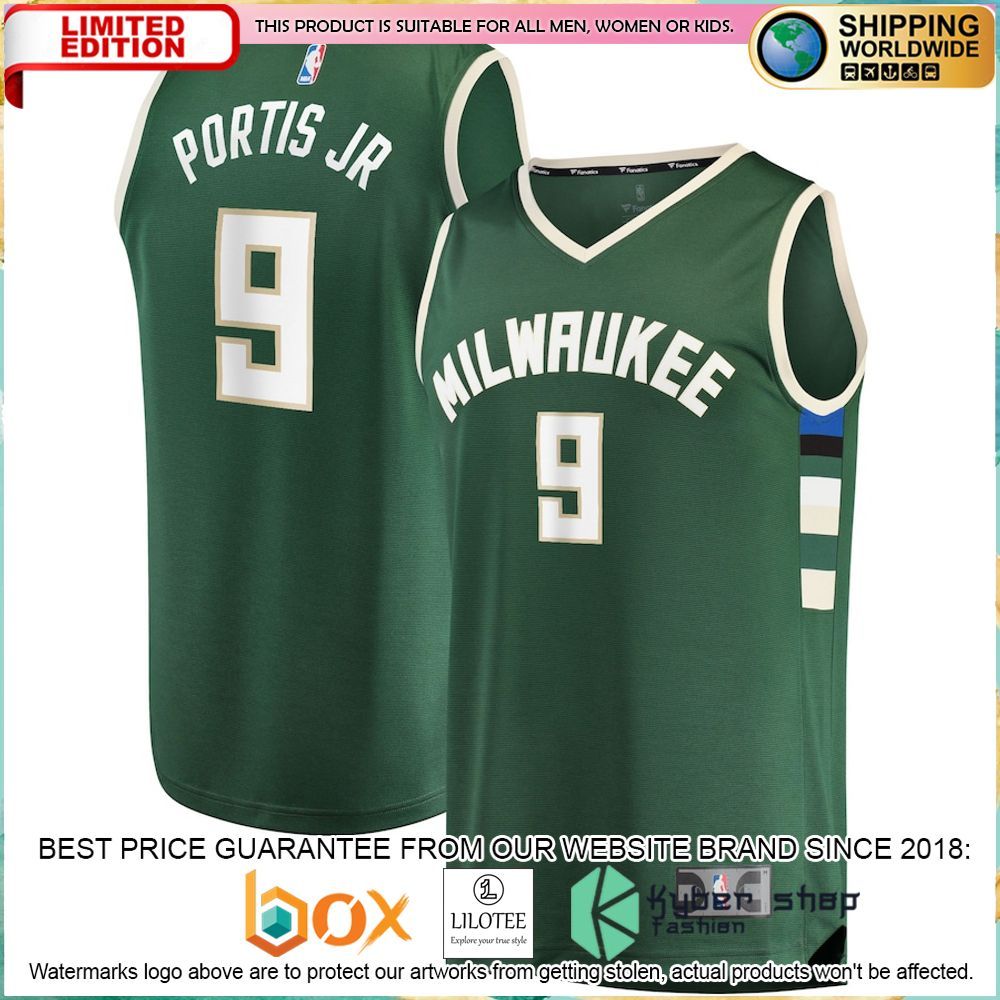 bobby portis milwaukee bucks 2021 22 green basketball jersey 1 974