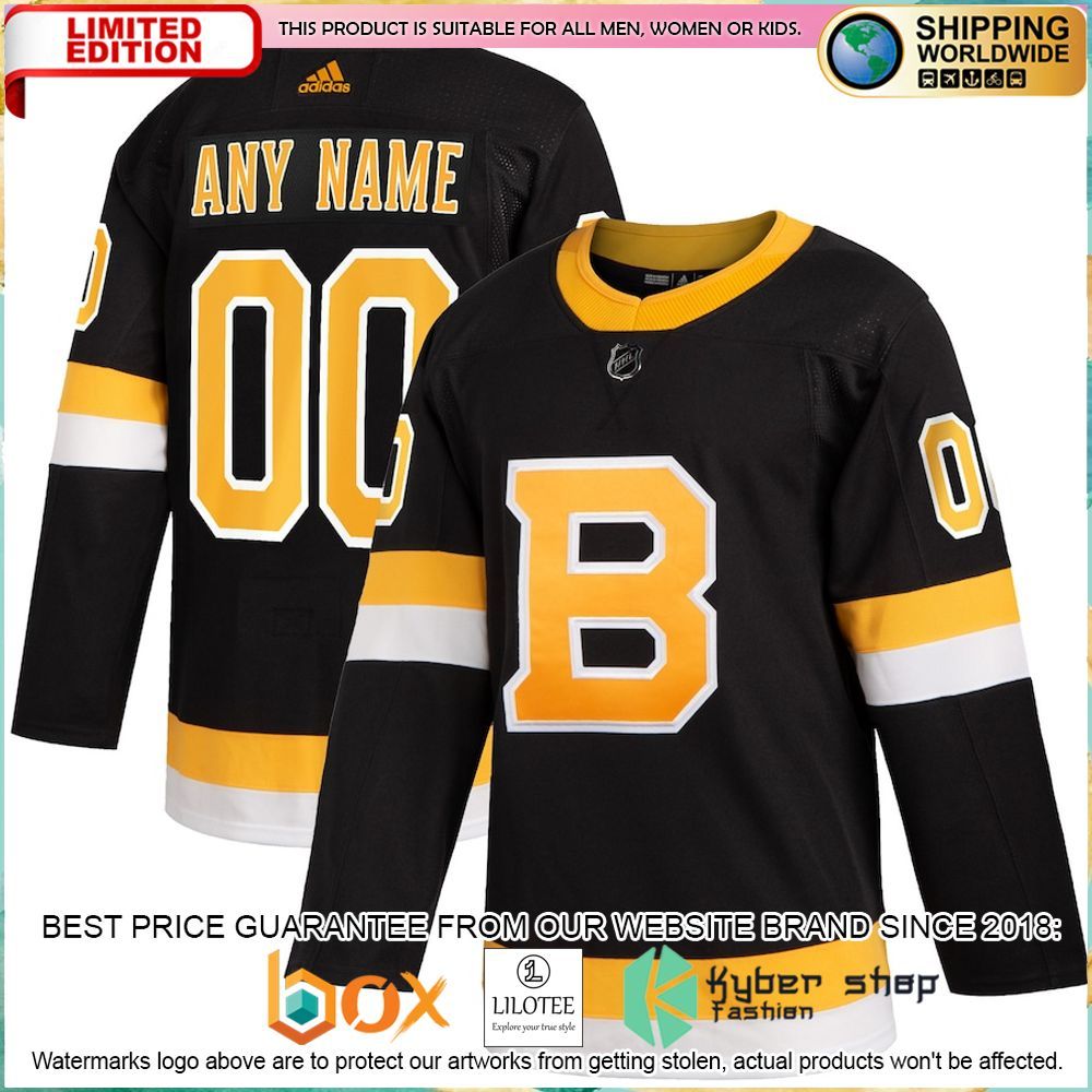 boston bruins adidas 2019 20 custom black hockey jersey 1 585
