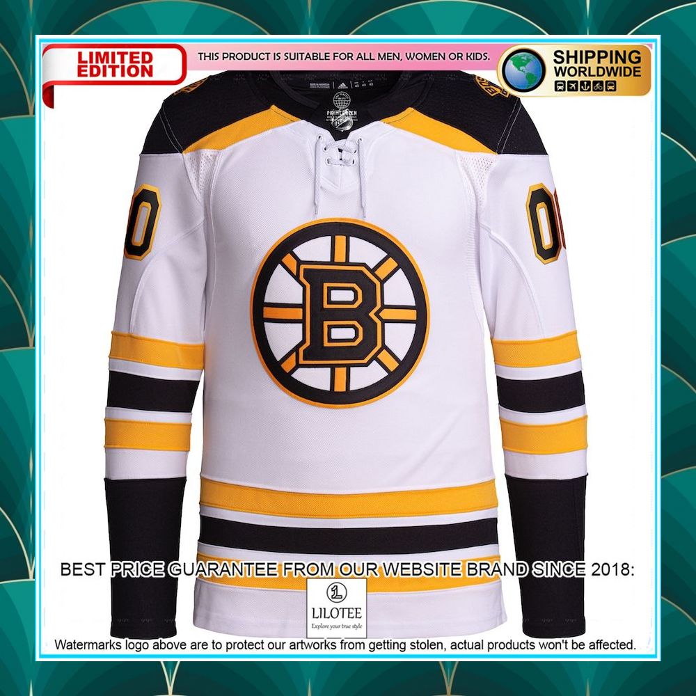 boston bruins adidas away primegreen pro custom white hockey jersey 2 160