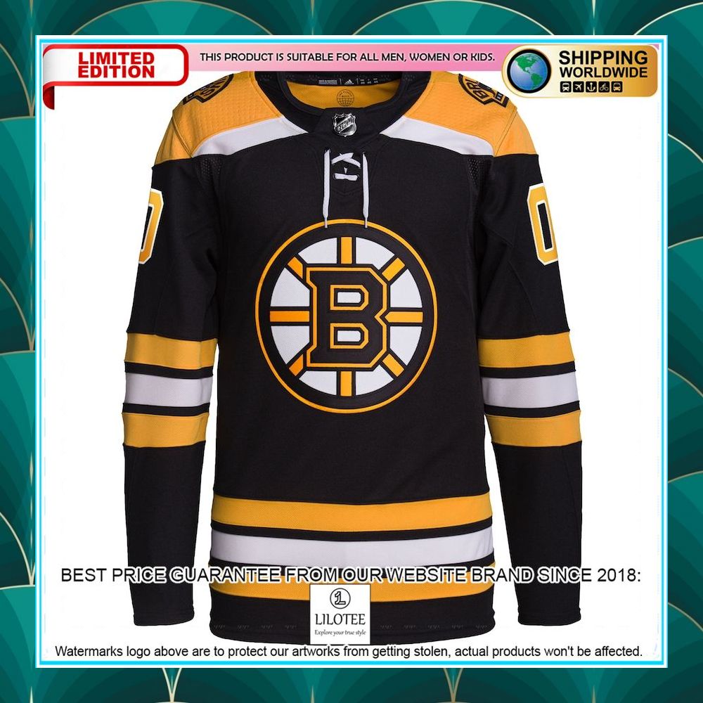 boston bruins adidas home primegreen pro custom black hockey jersey 2 993