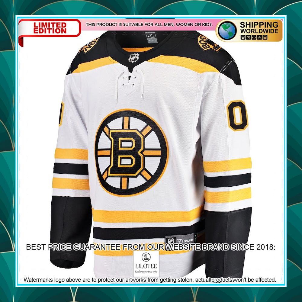 boston bruins away custom white hockey jersey 2 731