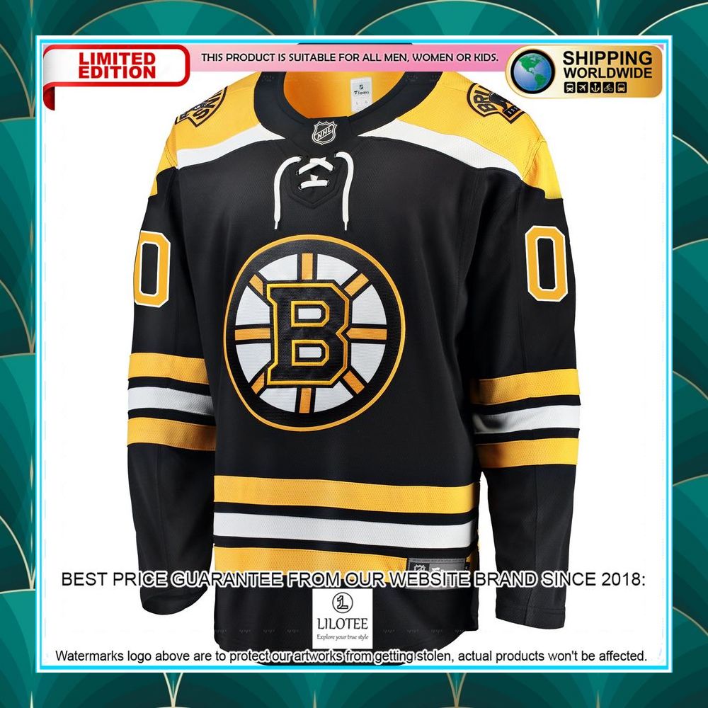 boston bruins home custom black hockey jersey 2 575