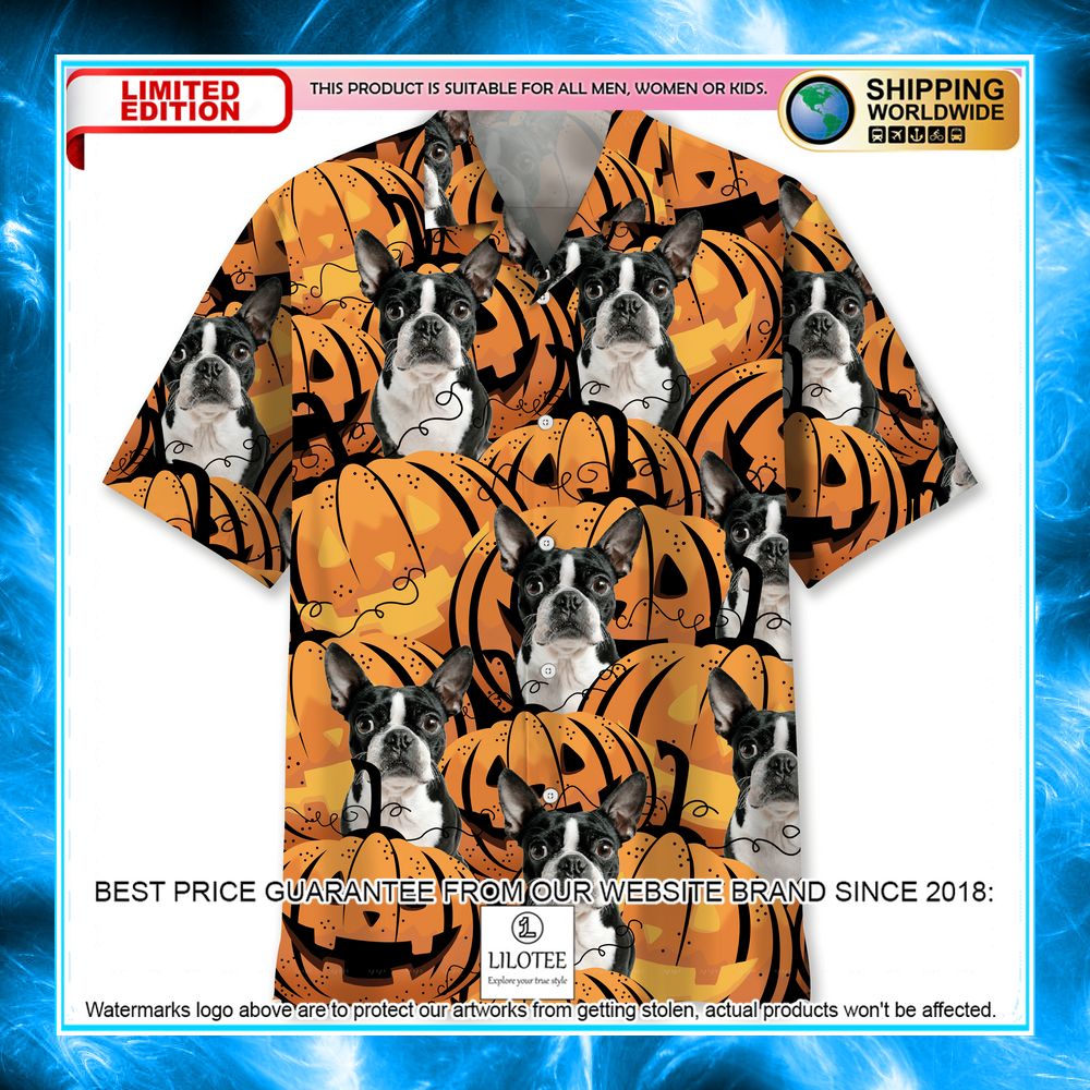 boston pumpkin halloween hawaiian shirt 1 575