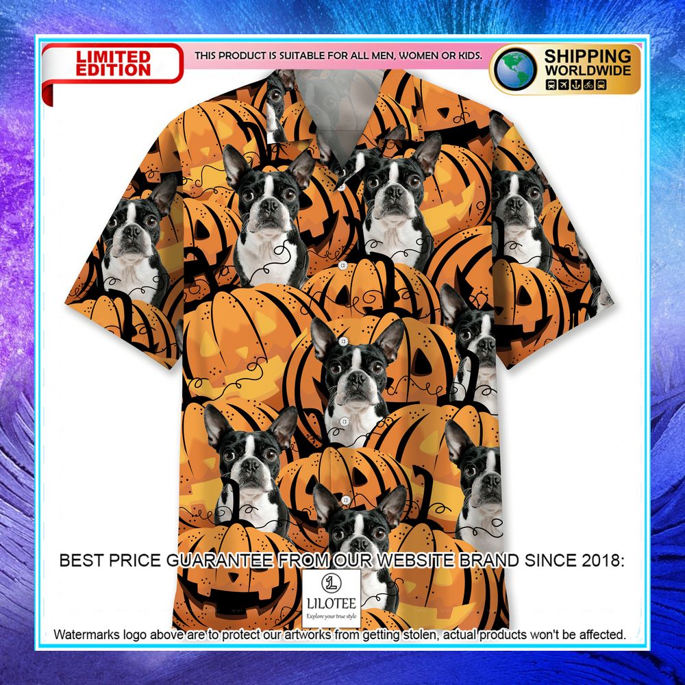 boston pumpkin halloween hawaiian shirt 1 826