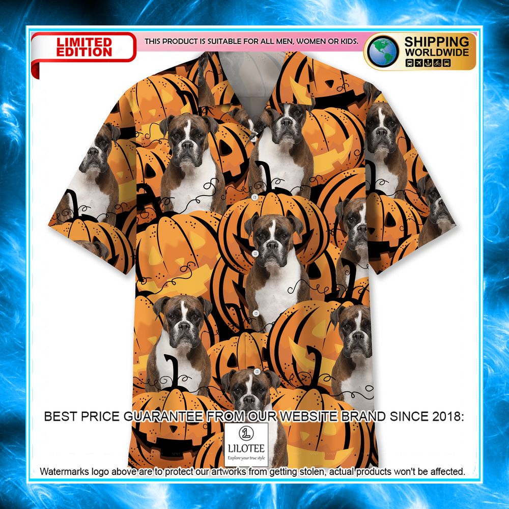 boxer pumpkin halloween hawaiian shirt 1 196