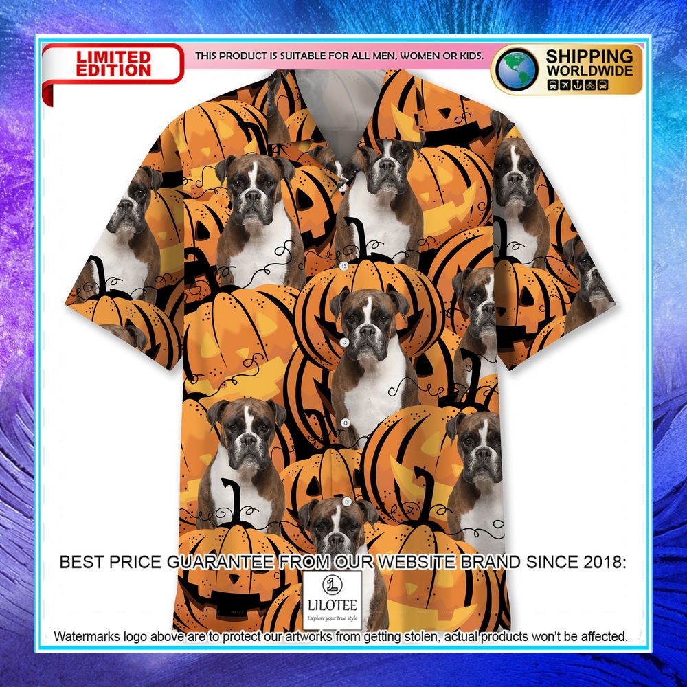 boxer pumpkin halloween hawaiian shirt 1 413