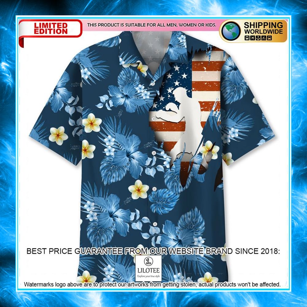 boxing usa blue tropical hawaiian shirt 1 318