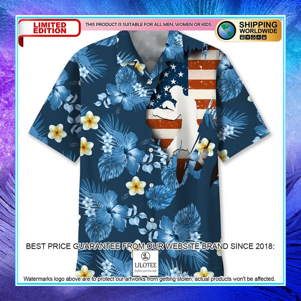 boxing usa blue tropical hawaiian shirt 1 486