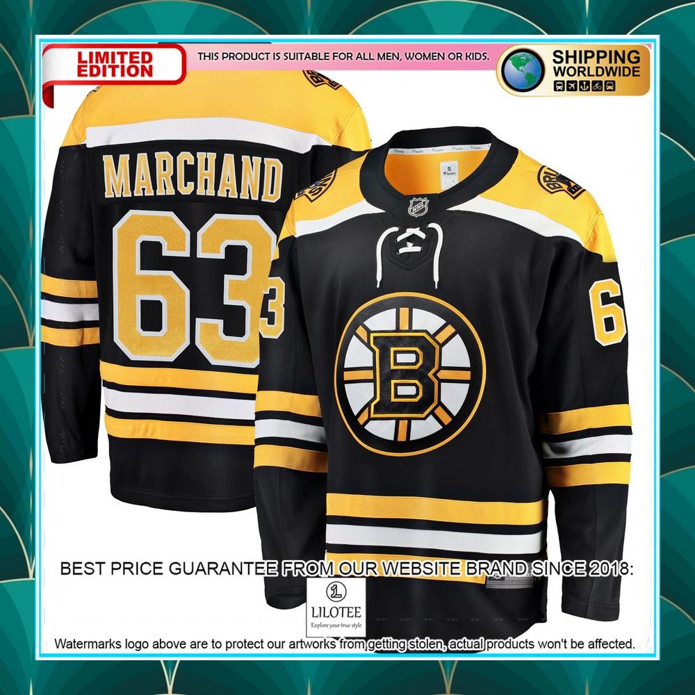 brad marchand boston bruins breakaway black hockey jersey 1 75