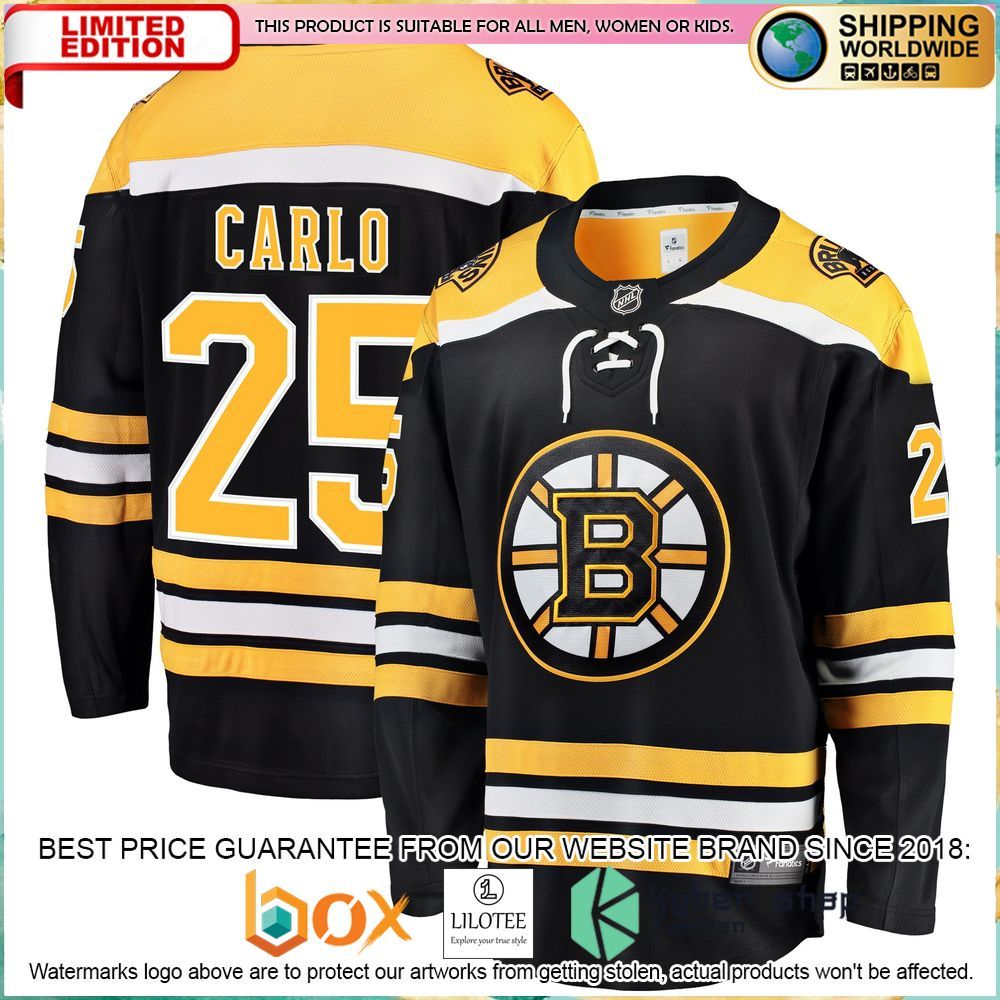 brandon carlo boston bruins home breakaway black hockey jersey 1 83