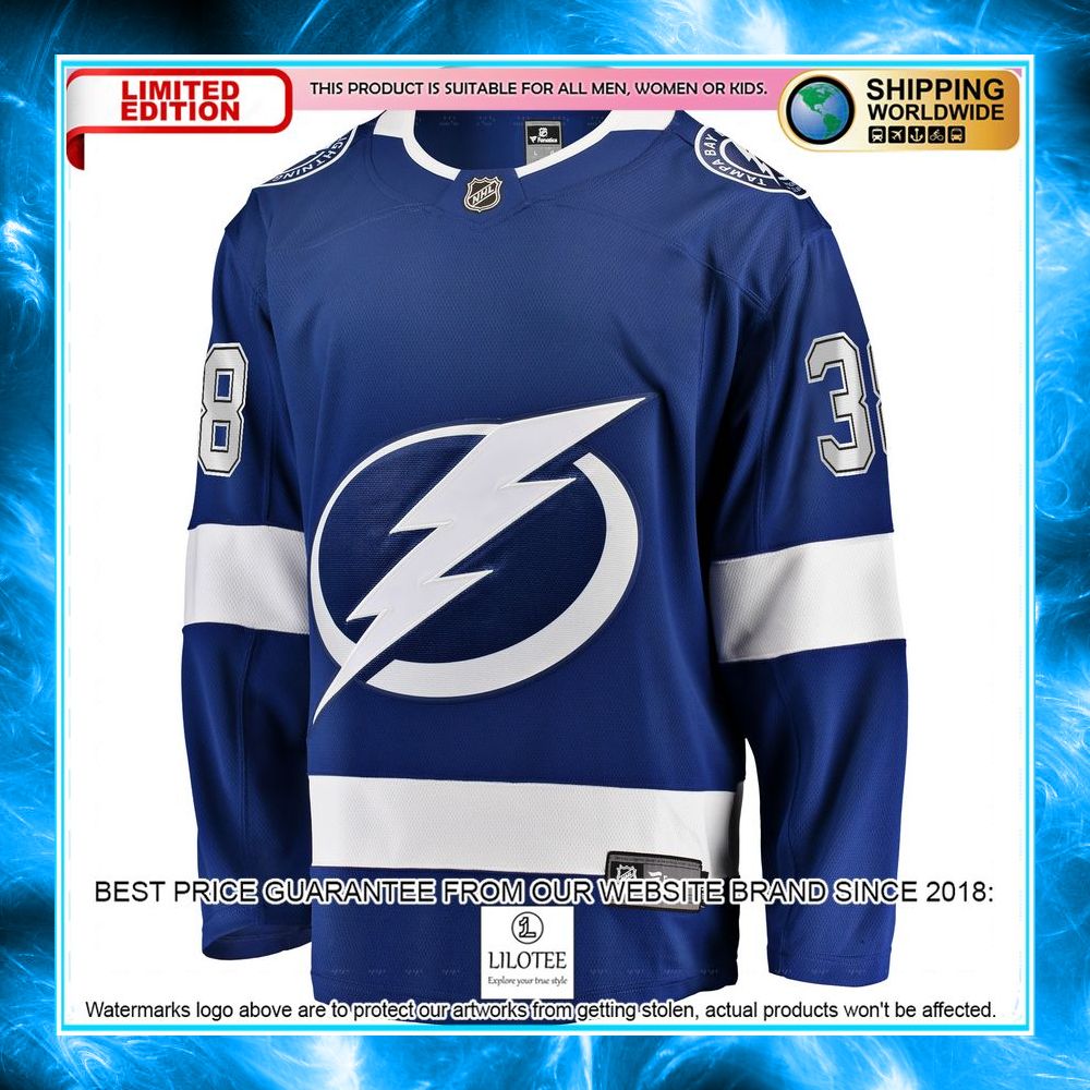 brandon hagel tampa bay lightning blue hockey jersey 2 358