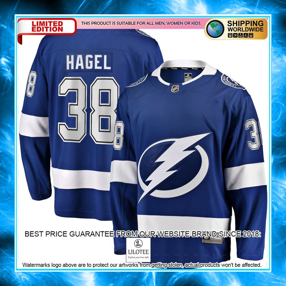 Brandon Hagel Tampa Bay Lightning Blue Hockey Jersey - LIMITED EDITION 4 brandon hagel tampa bay lightning blue hockey jersey 4 984