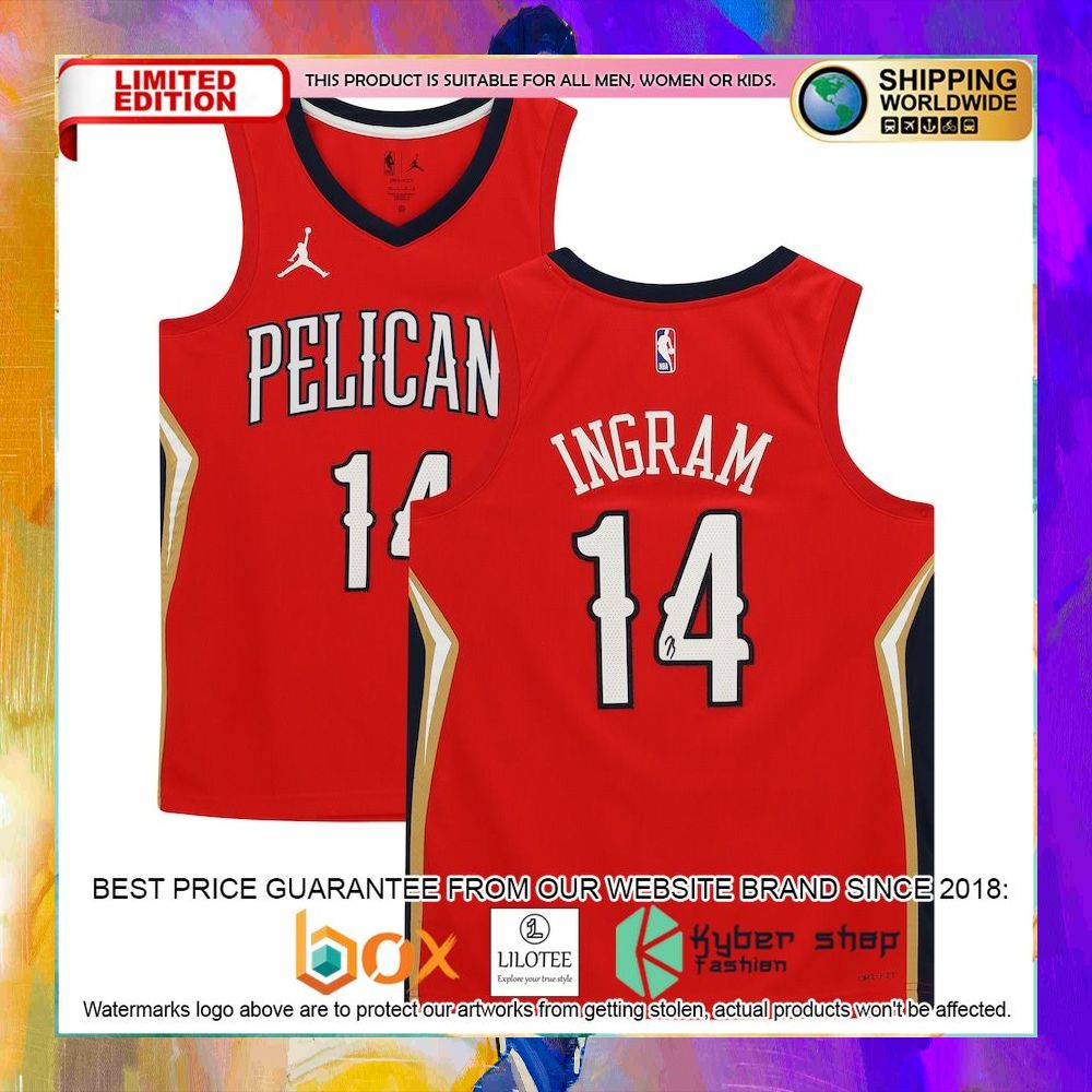 brandon ingram new orleans pelicans 2021 2022 red basketball jersey 1 405