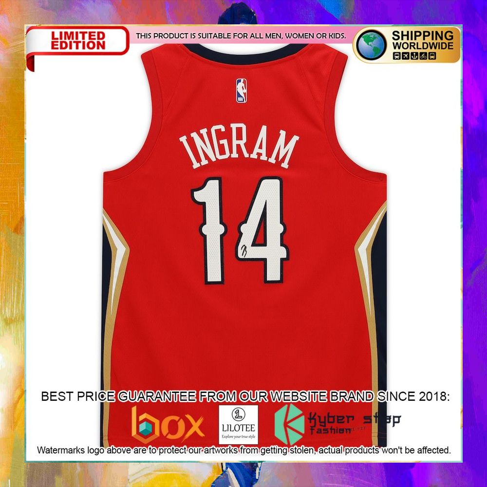 brandon ingram new orleans pelicans 2021 2022 red basketball jersey 2 576