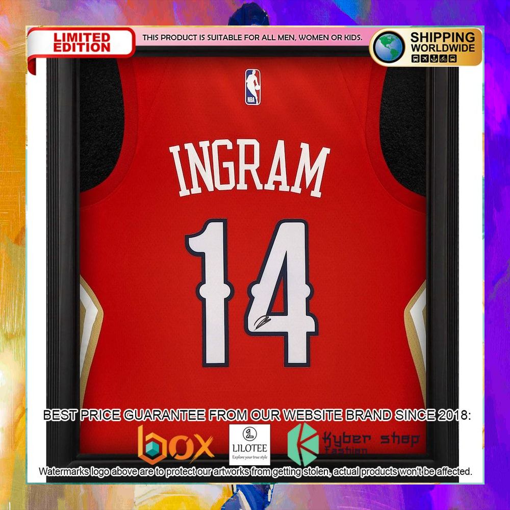 brandon ingram new orleans pelicans framed red 2020 21 basketball jersey 1 772