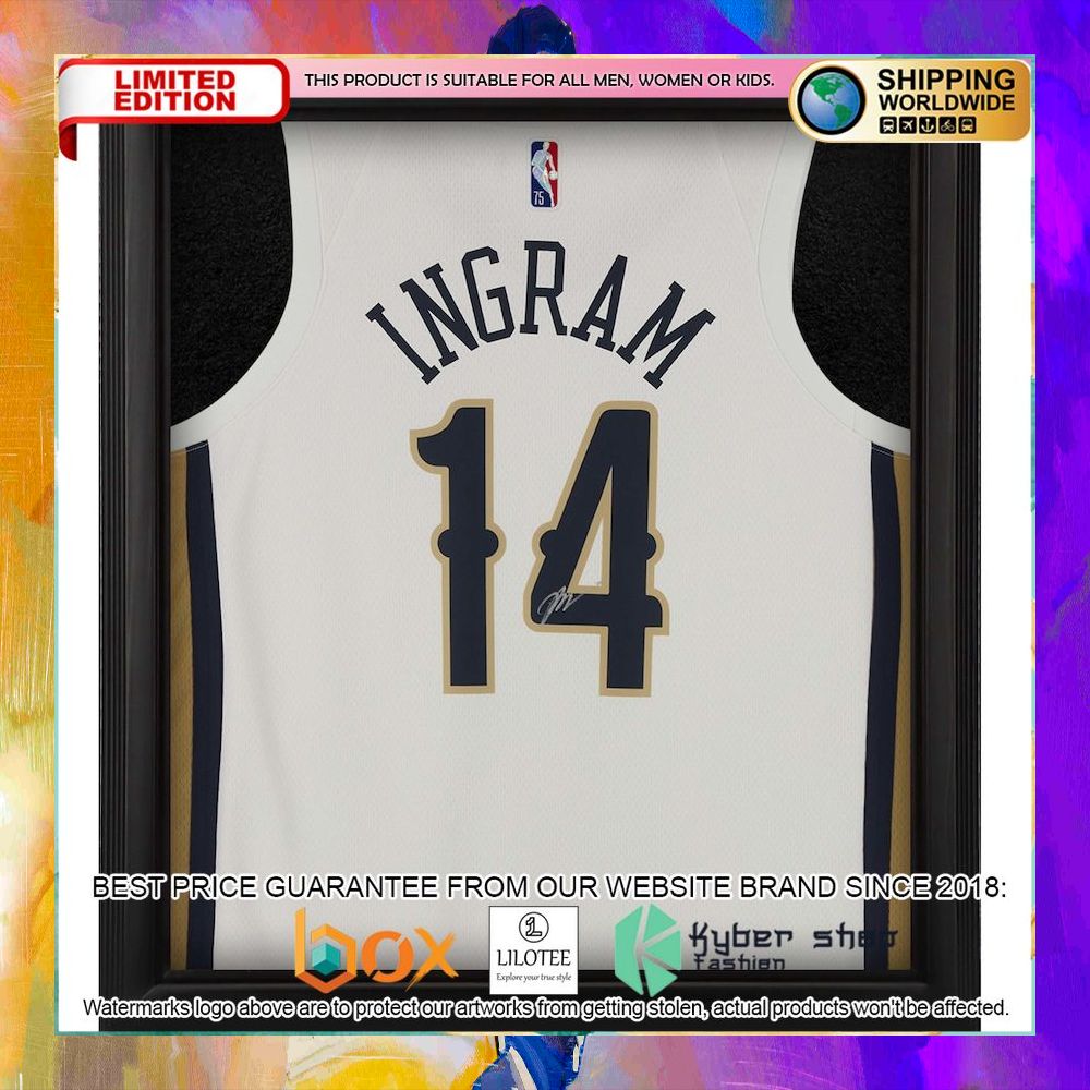 brandon ingram new orleans pelicans framed white 2021 22 basketball jersey 1 357