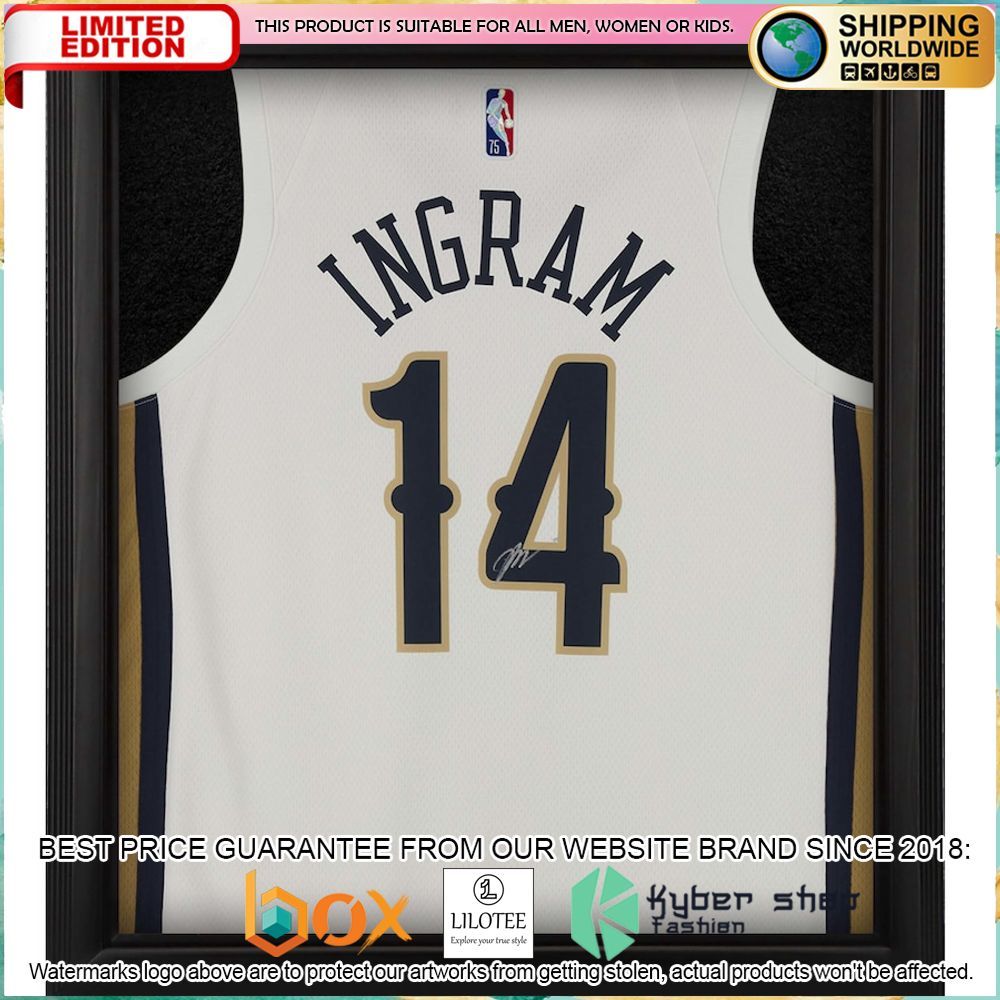 brandon ingram new orleans pelicans framed white 2021 22 basketball jersey 1 872