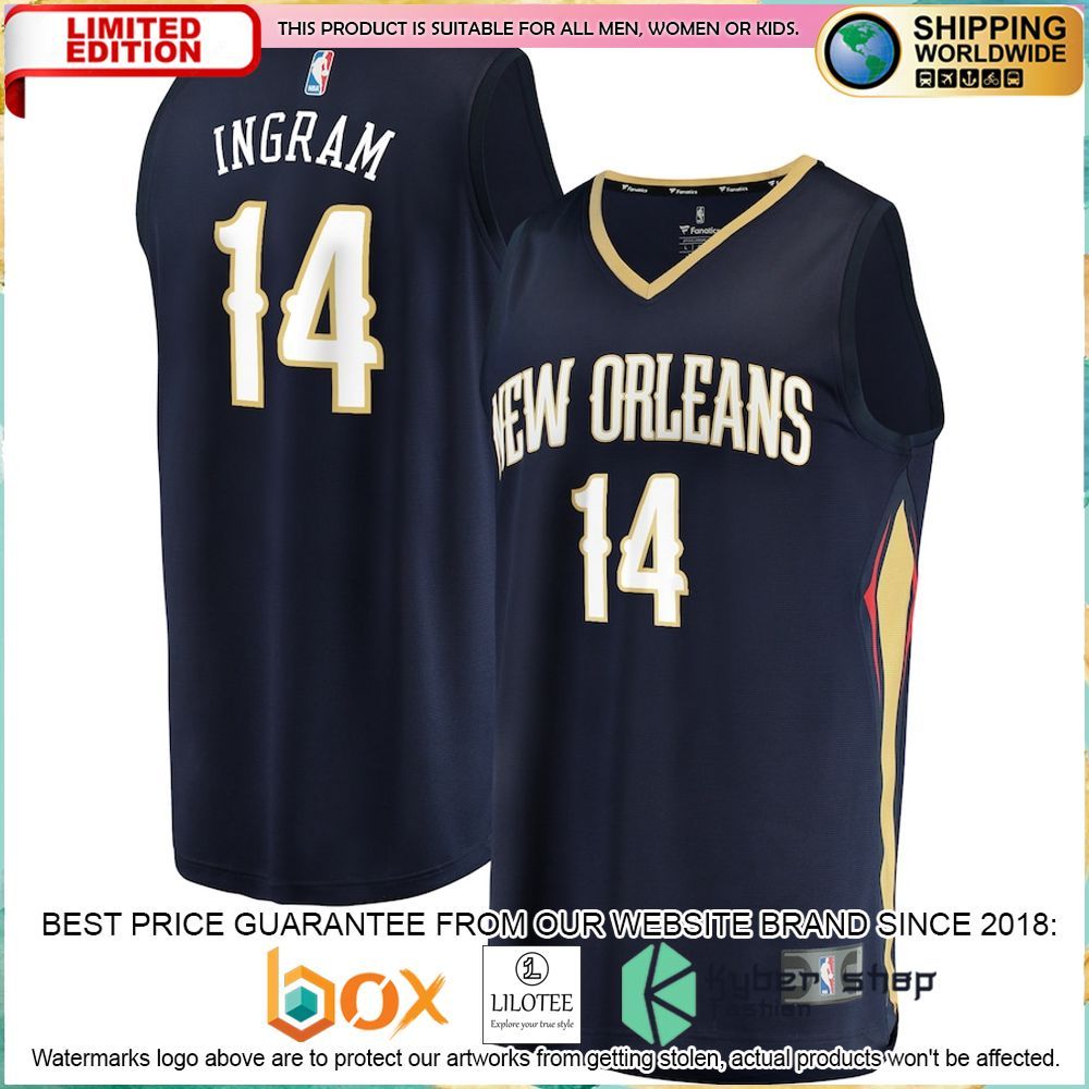 brandon ingram new orleans pelicans navy basketball jersey 1 734