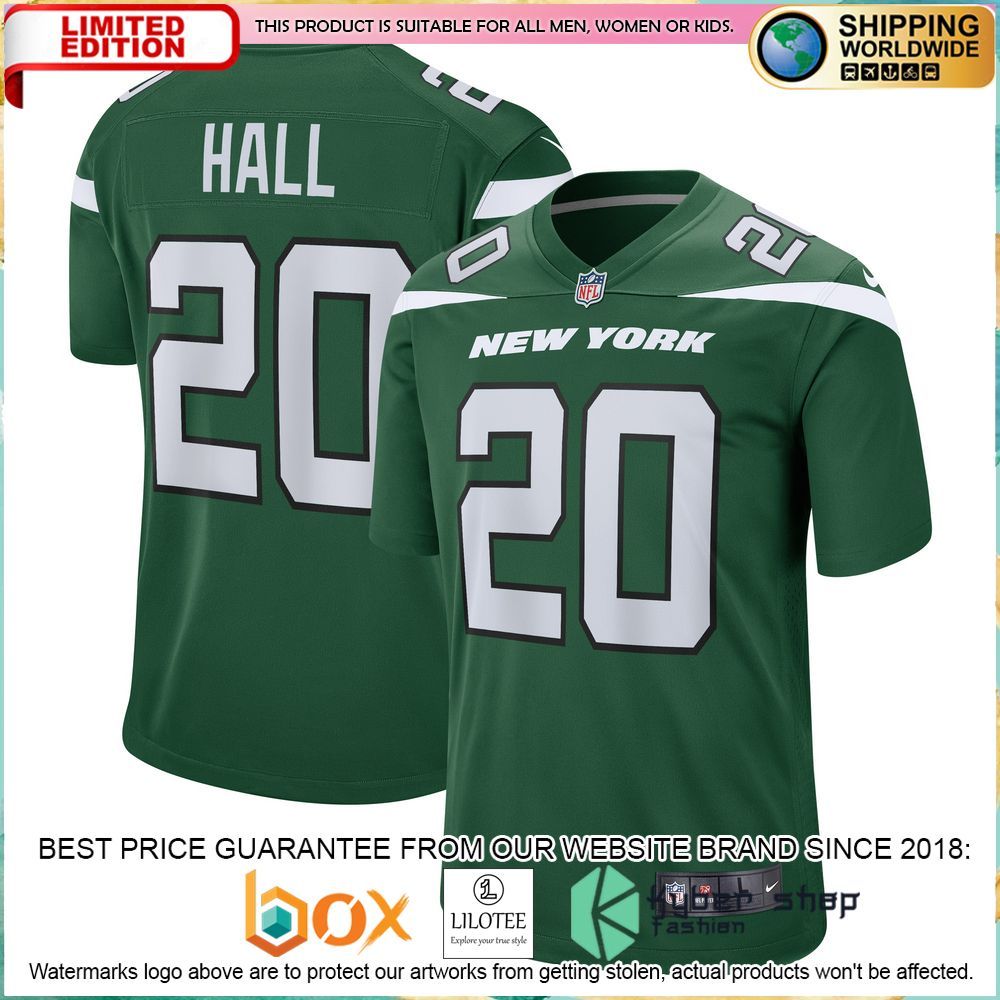 breece hall new york jets nike 2022 nfl draft pick gotham green football jersey 1 298