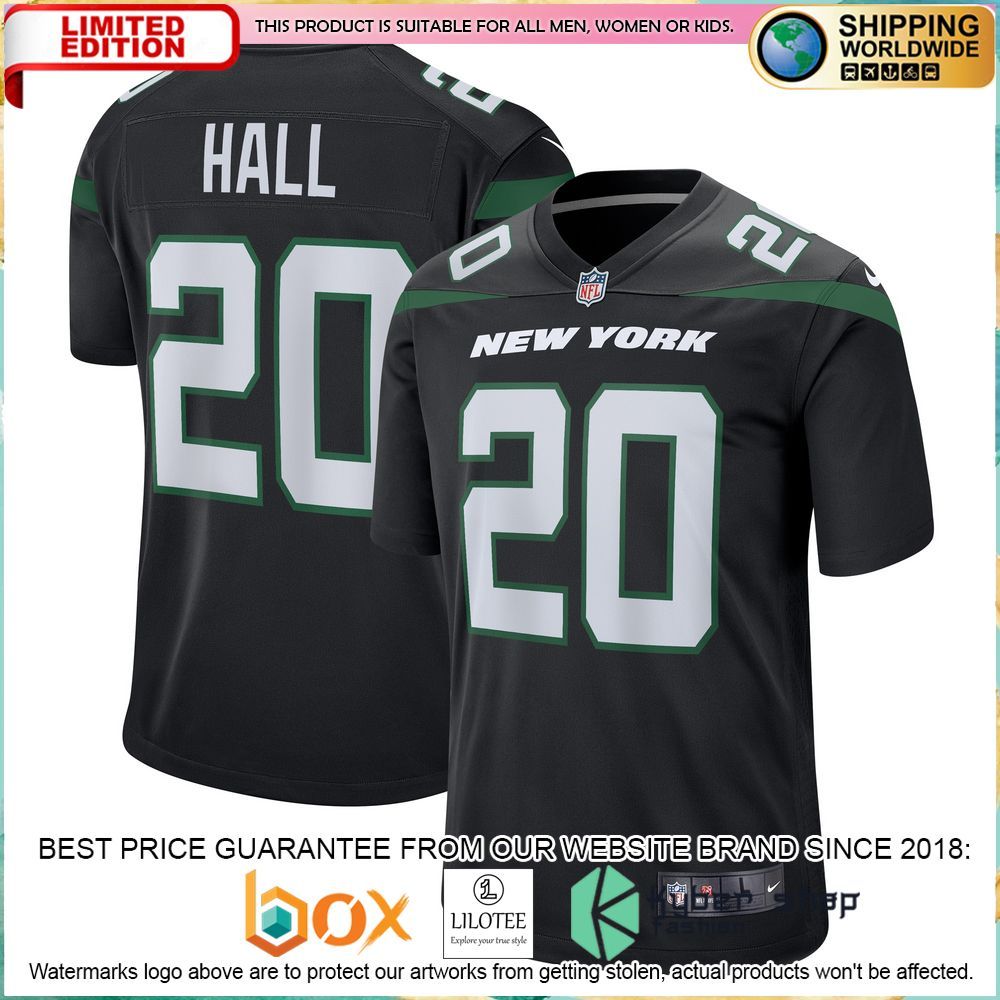 breece hall new york jets nike alternate stealth black football jersey 1 978