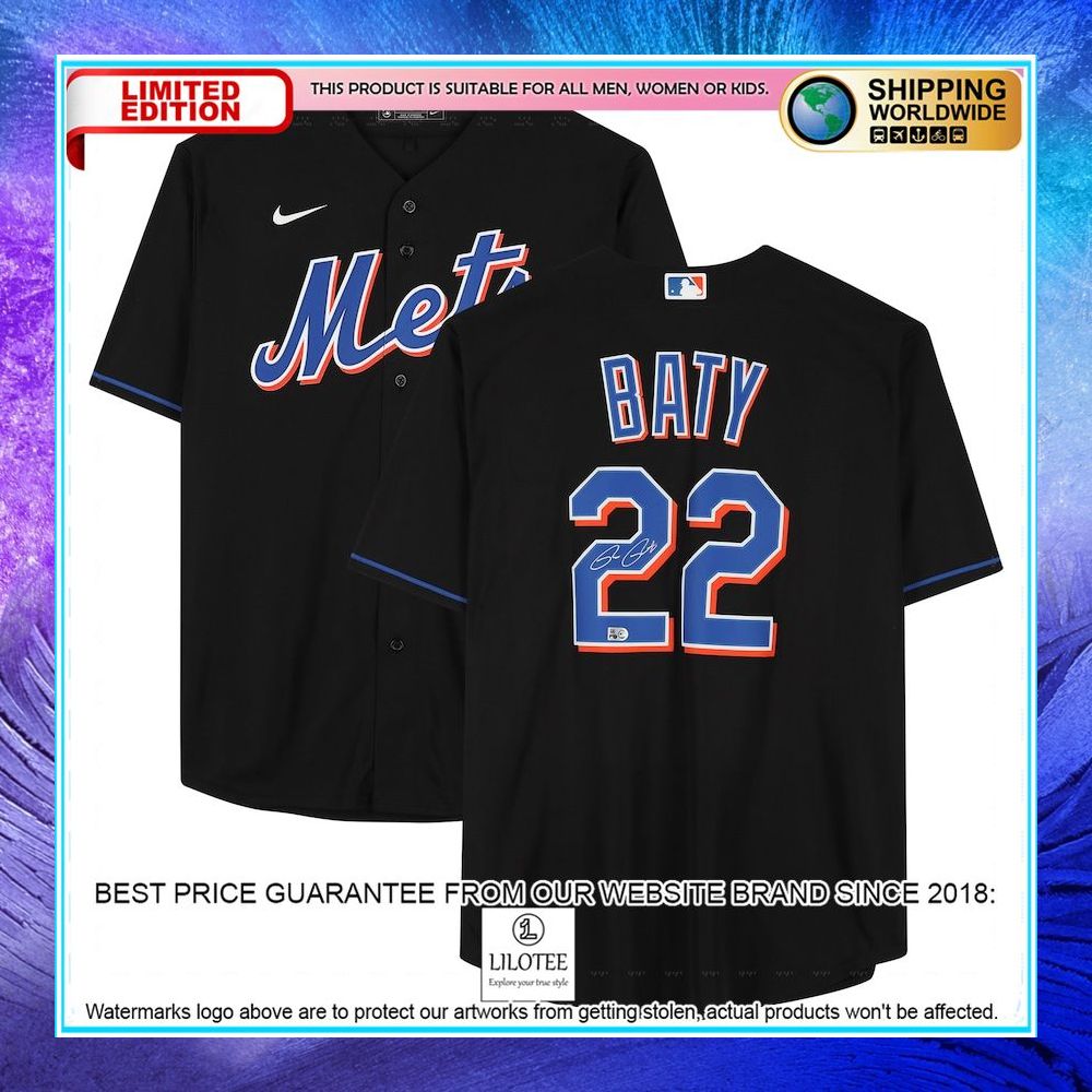 brett baty new york mets autographed nike black baseball jersey 1 879