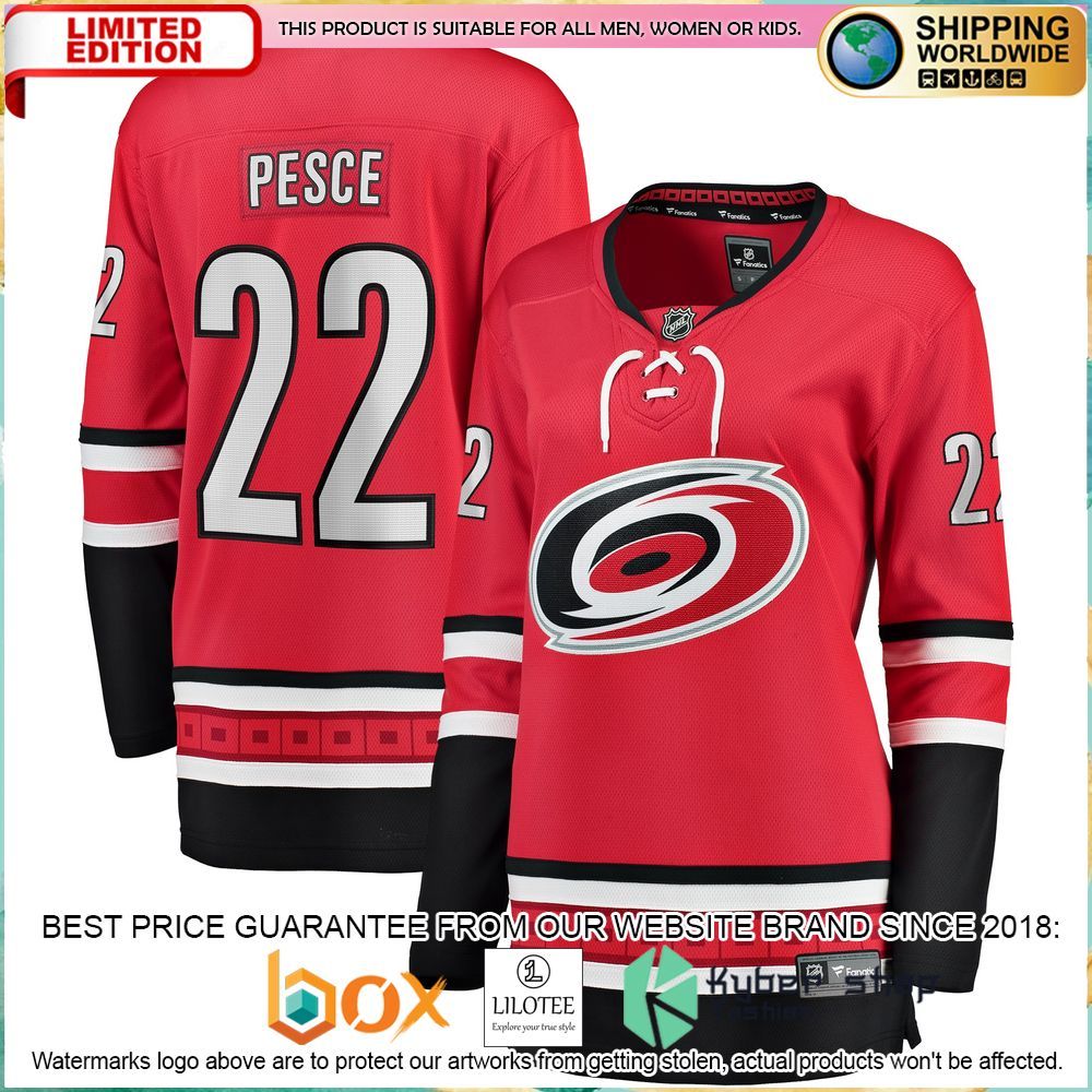brett pesce carolina hurricanes womens home breakaway red hockey jersey 1 853