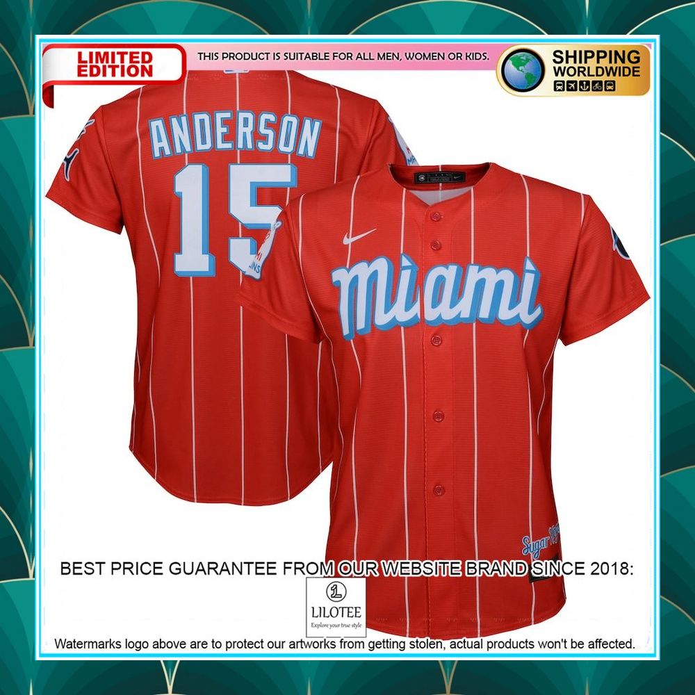 brian anderson miami marlins nike youth city connect player red baseball jersey 1 898