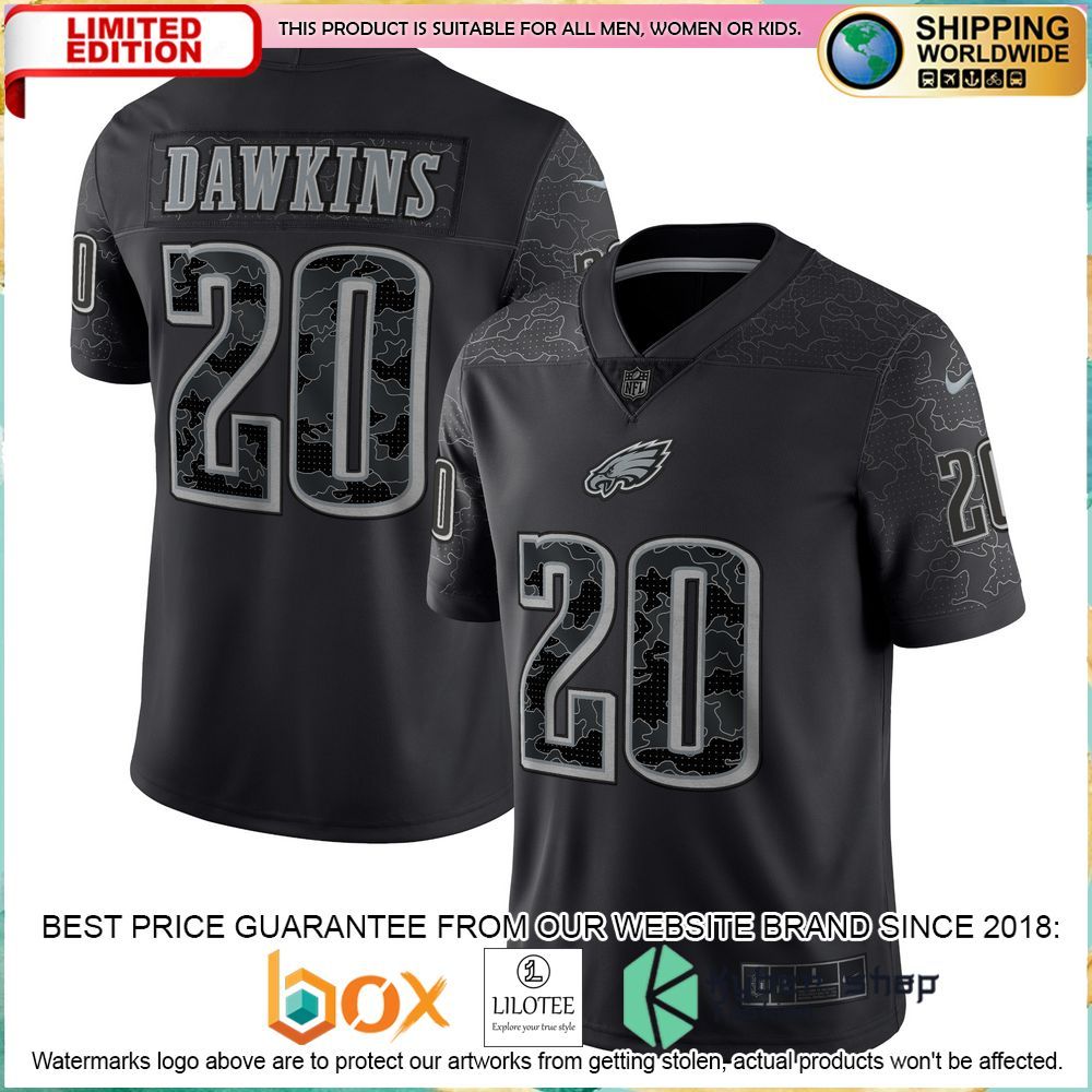 brian dawkins philadelphia eagles nike retired rflctv black football jersey 1 247