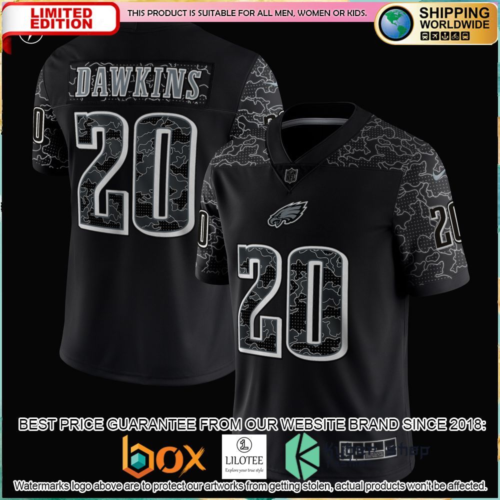 brian dawkins philadelphia eagles nike retired rflctv black football jersey 2 809