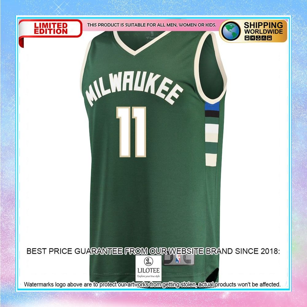 brook lopez milwaukee bucks player green basketball jersey 2 359
