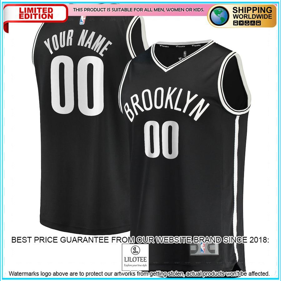 brooklyn nets custom black basketball jersey 1 440