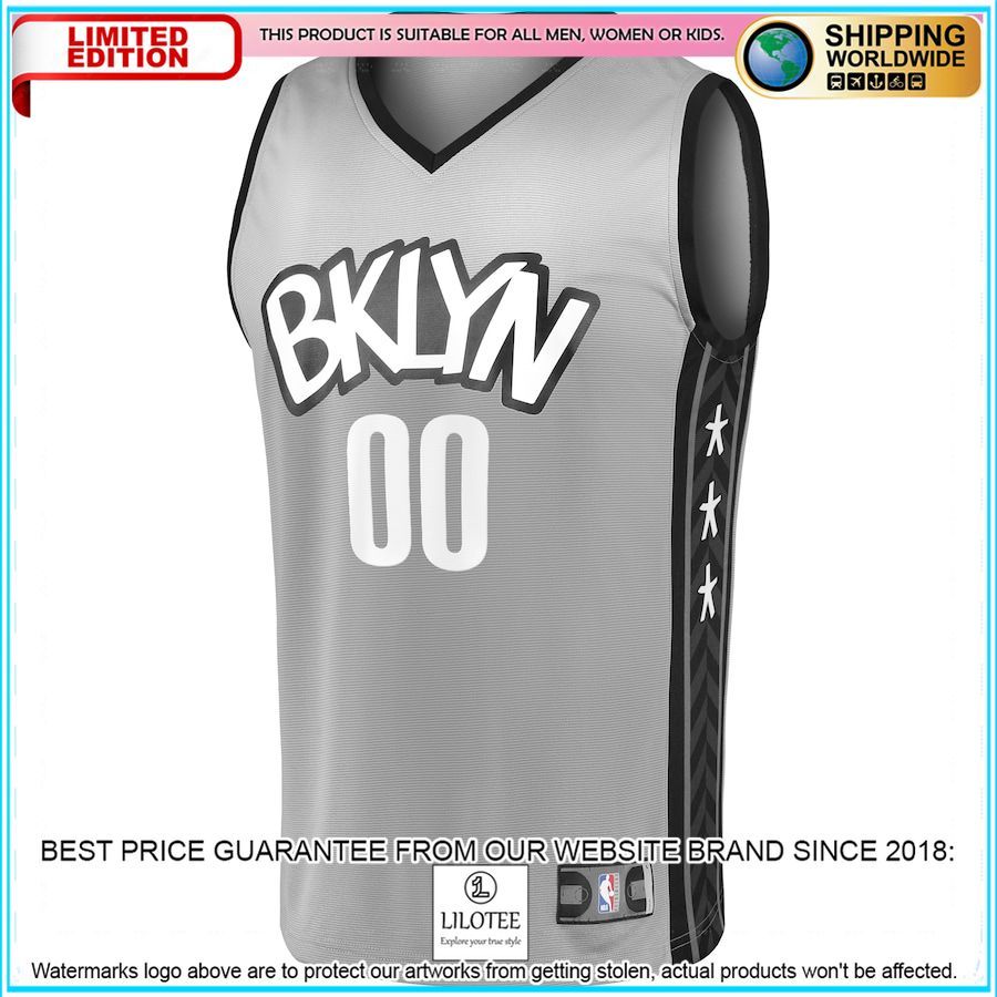 brooklyn nets custom gray basketball jersey 2 79