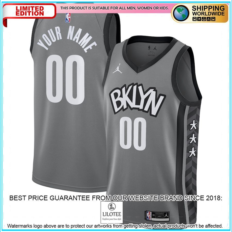 brooklyn nets jordan brand custom gray basketball jersey 1 437