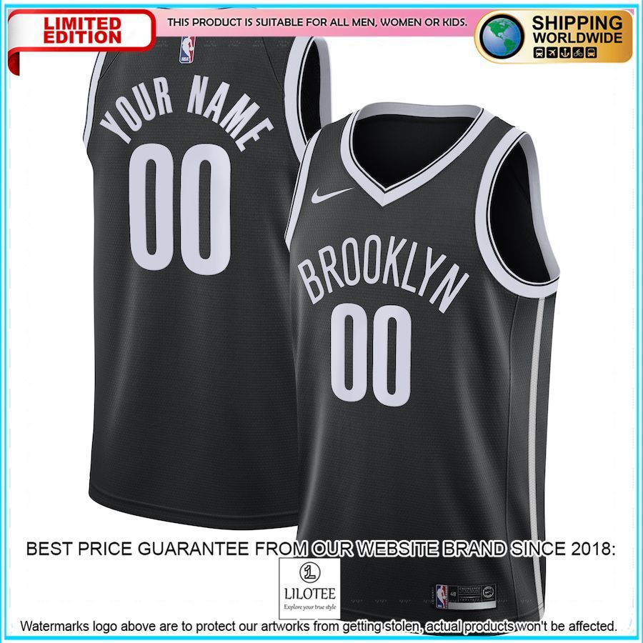 brooklyn nets nike 2020 21 custom black basketball jersey 1 146