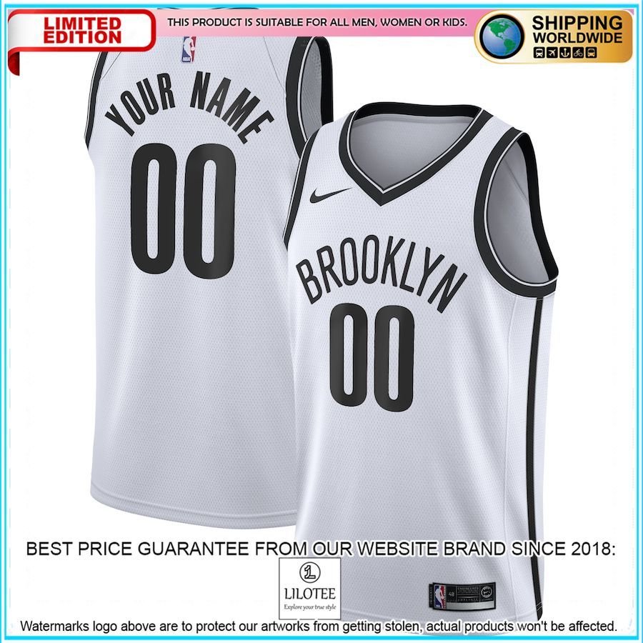 brooklyn nets nike 2020 21 custom white basketball jersey 1 970