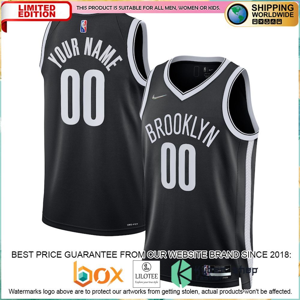 brooklyn nets nike 2021 22 custom black basketball jersey 1 315