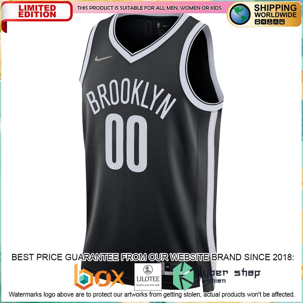 brooklyn nets nike 2021 22 custom black basketball jersey 2 303