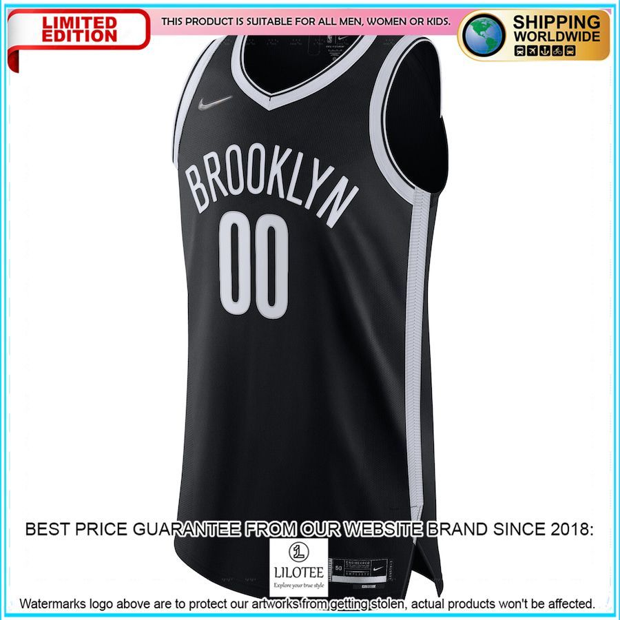 brooklyn nets nike 2021 22 diamond authentic custom black basketball jersey 2 736