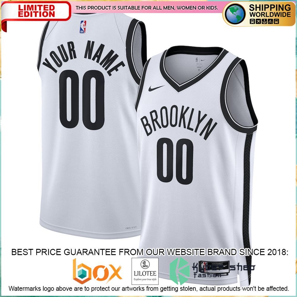 brooklyn nets nike 2022 23 custom white basketball jersey 1 945